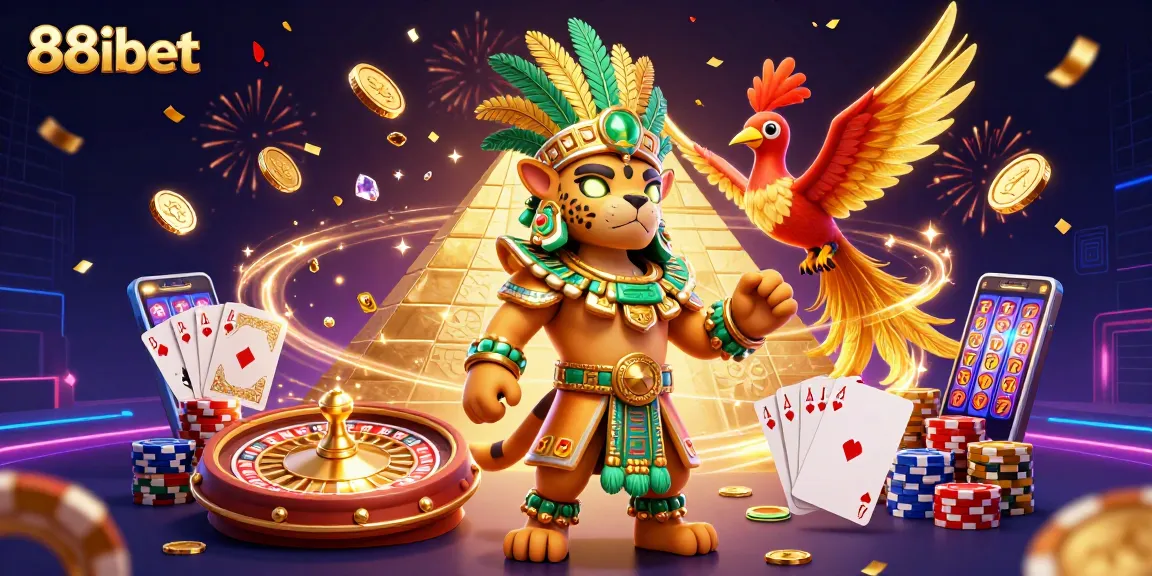 Engage with 88ibet's exciting 3D casino illustration featuring vibrant characters and dynamic action.