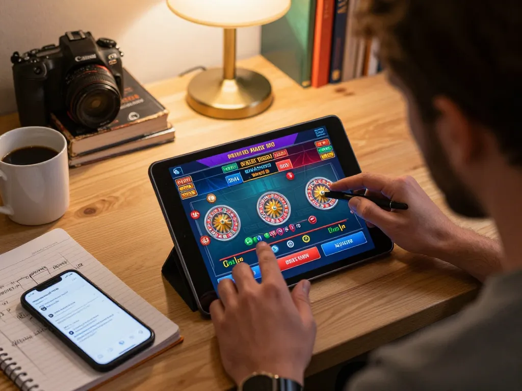 Player engaging with the 78win casino app during an exhilarating online roulette game while studying strategies.
