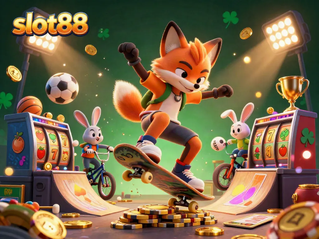 Experience thrilling gameplay with slot88 in this vibrant action-packed illustration featuring dynamic characters and elements.