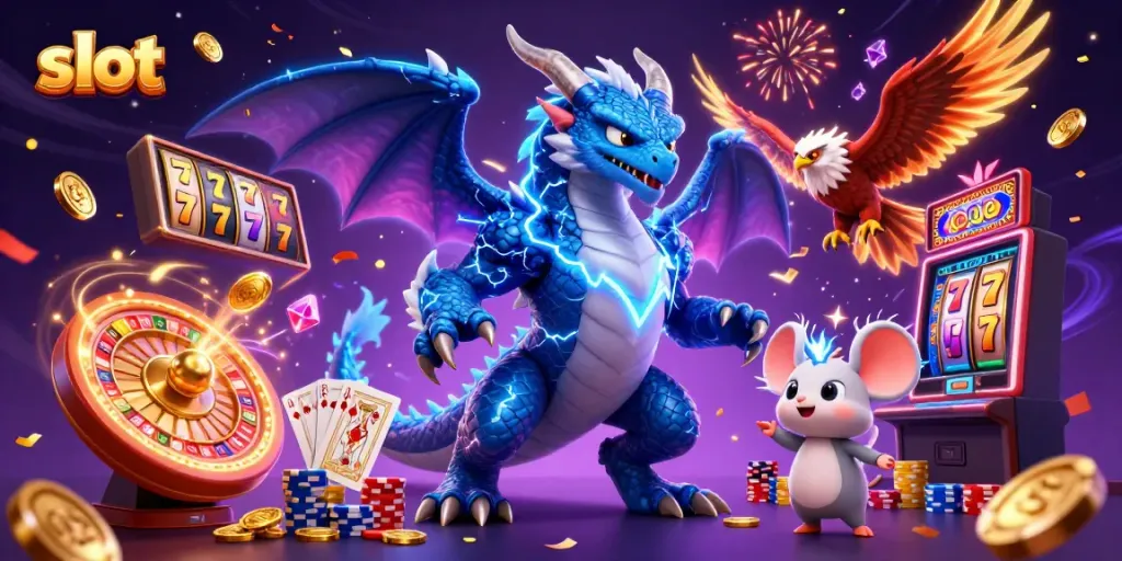 Experience thrilling slots action with dynamic 3D characters and vibrant casino elements