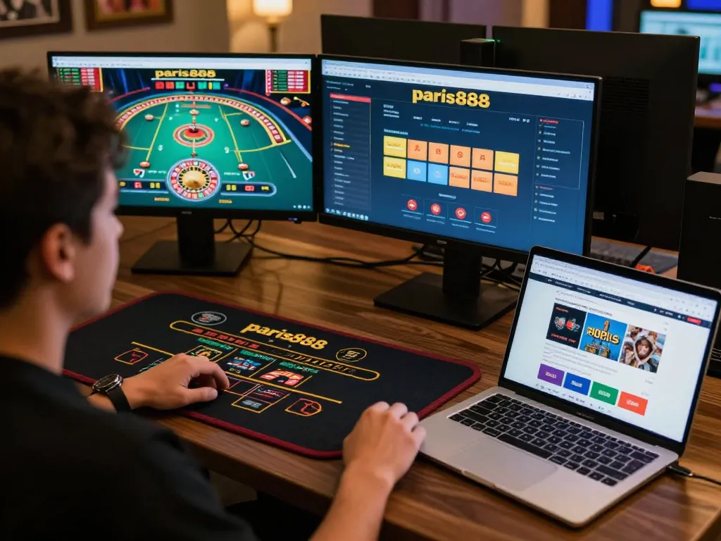 Strategically organizing gameplay using paris888 online casino interface on multiple screens for better odds.