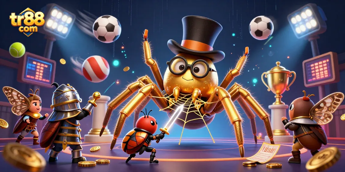 Experience the thrill of tr88 com with a vibrant 3D casino illustration showcasing dynamic characters and elements.
