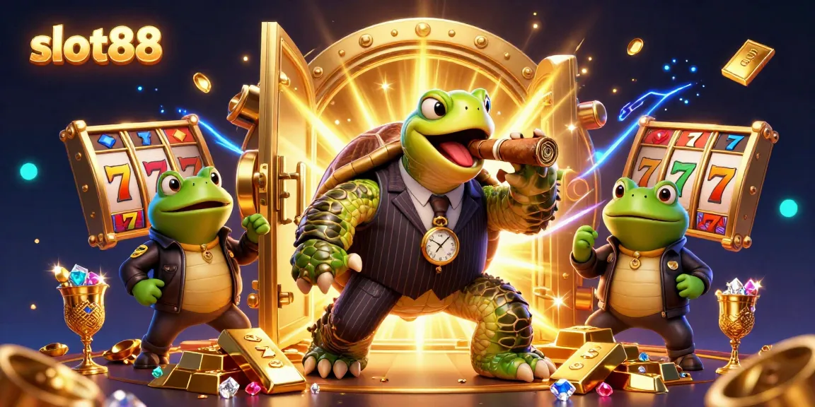 Engage with slot88's massive jackpot opportunities surrounded by dazzling casino visuals and playful characters.