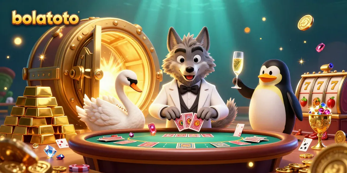 Experience the thrills of bolatoto with a vibrant casino scene featuring playful characters and exciting slot elements.