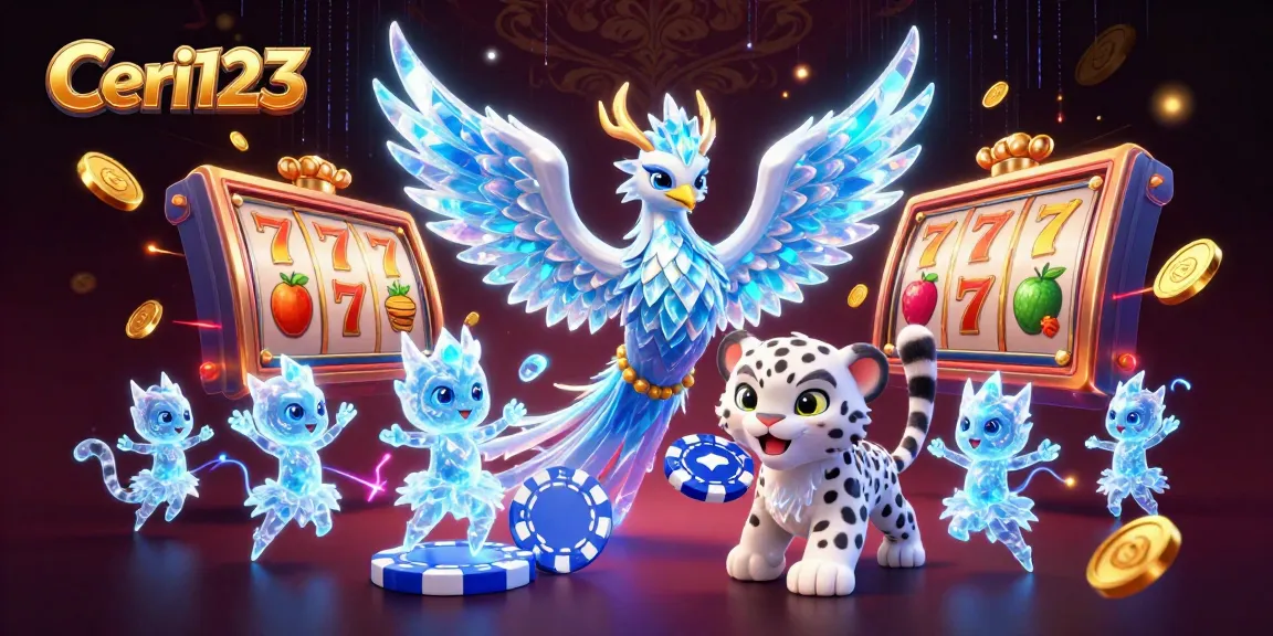Ceri123 captivates with stunning slot game visuals featuring an ice phoenix and vibrant rewards.