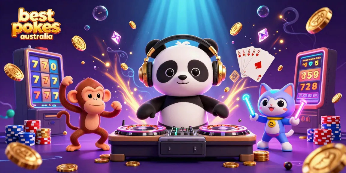 Spin the reels and win big with the best pokies Australia in an energetic casino-themed scene.