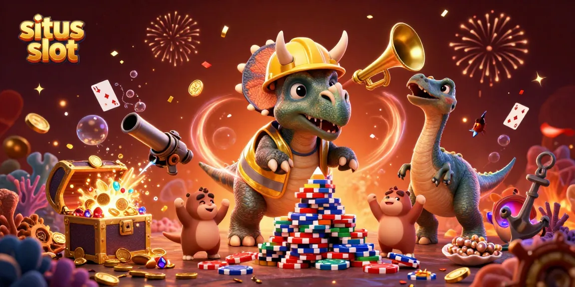Menyambut kegembiraan situs slot dengan triceratops dan elemen permainan yang memukau.