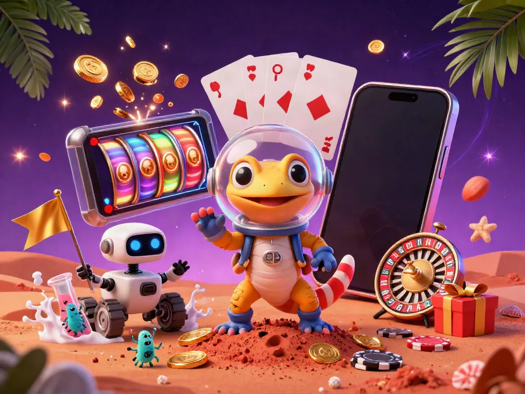 Experience exciting wins with LUCUBET's vibrant slots amidst an alien adventure.