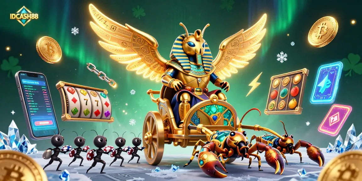 Bet on exciting games at IDCASH88 with a dynamic 3D illustration featuring thrilling characters and casino elements.
