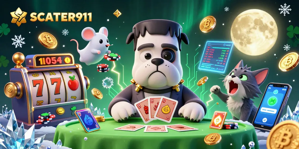 Join the thrilling game action at SCATTER911 with a bulldog dealer and gold moon.