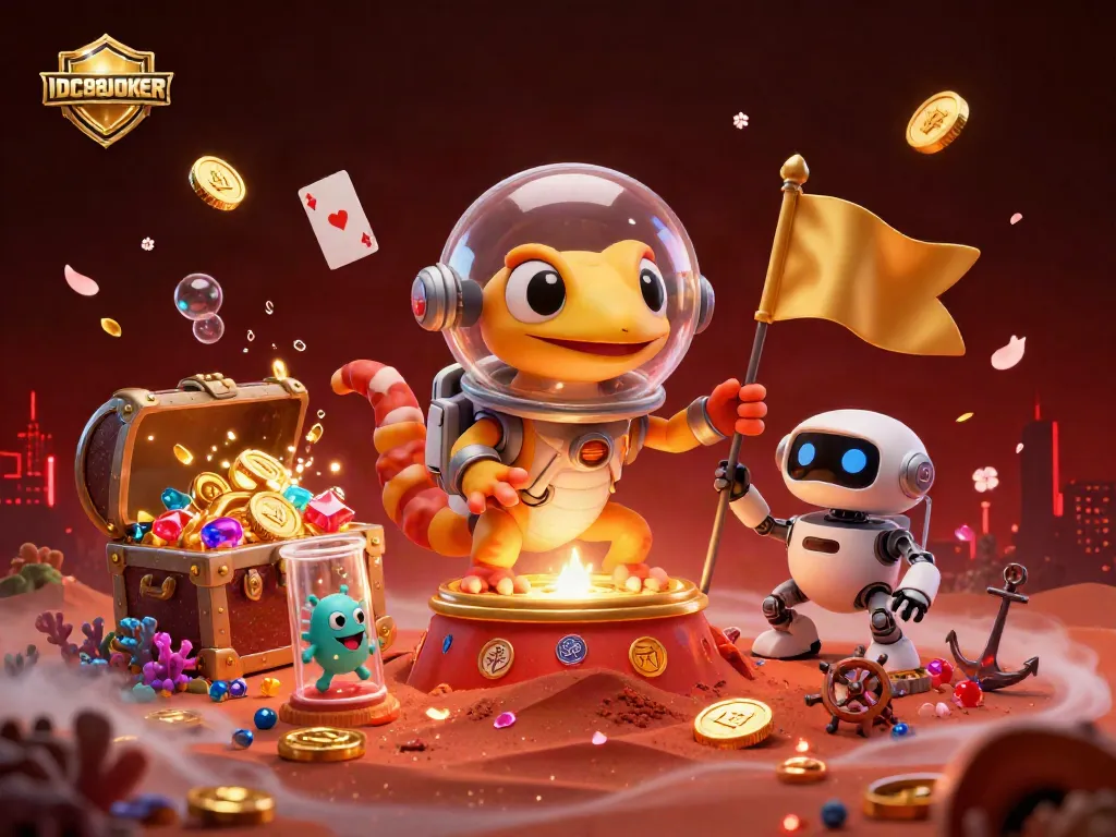 Engage with the IDC88JOKER Martian gecko and robot as they unearth a vibrant Martian casino.