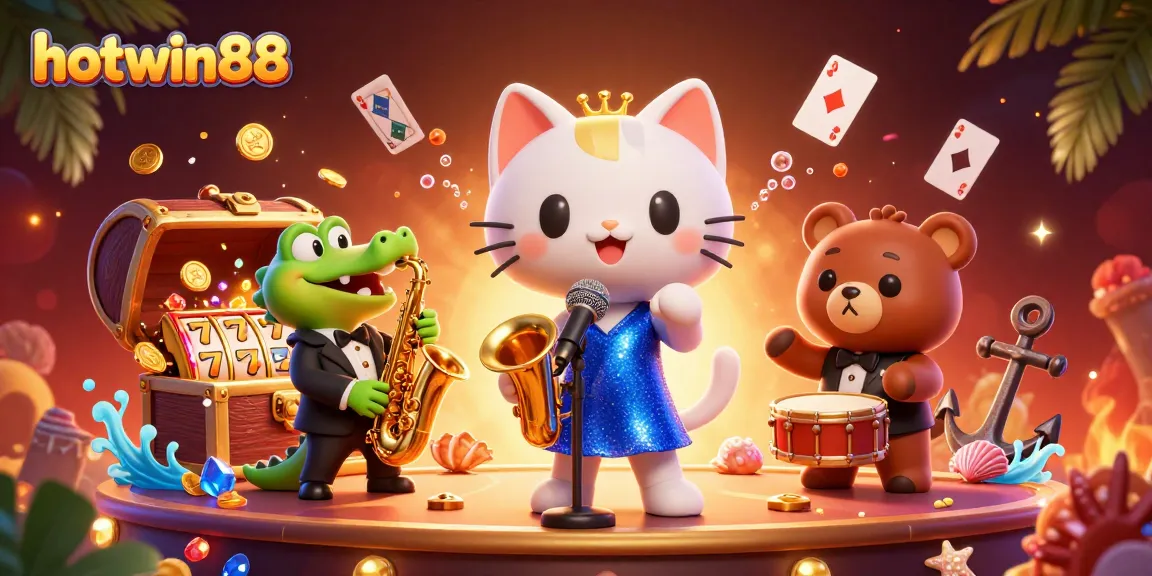 hotwin88 menghadirkan keseruan dengan kucing penyanyi jazz, buaya pemusik, dan beruang di panggung kasino