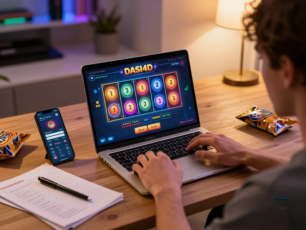 Pemain yang terlibat memutar gulungan dalam permainan slot DASI4D selama sesi online