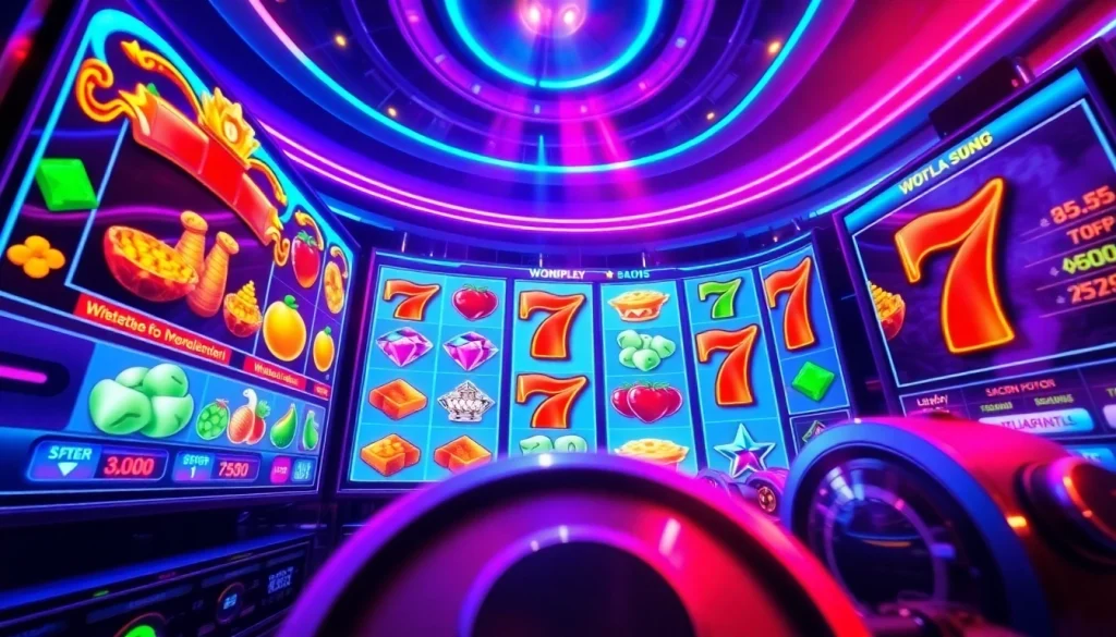 WONPLAY899: Exciting online slot gaming interface with vibrant visuals and neon lighting.
