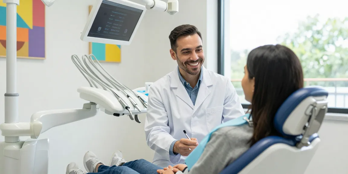 Visit the friendly dentist in a welcoming dental clinic with bright tools and a comforting atmosphere.